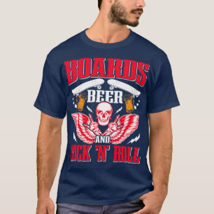 Rock And Roll Beer Concert Skateboarding Skateboar T-Shirt