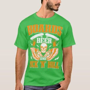 Rock And Roll Beer Concert Skateboarding Skateboar T-Shirt