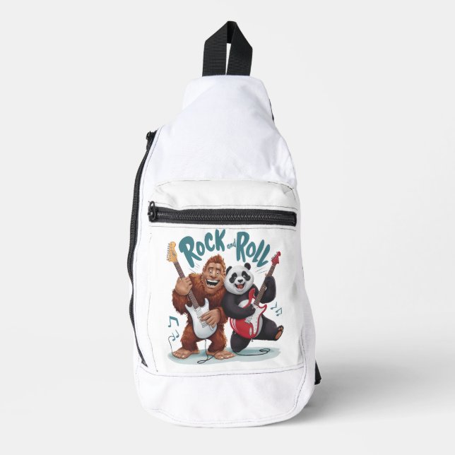 Rock And Roll BigFoot And Panda Jam Session Sling Bag (Front)