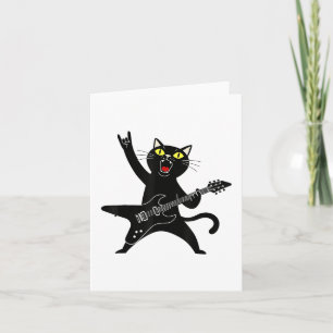 Rock And Roll Black Cat Playing Guitar _1 Card