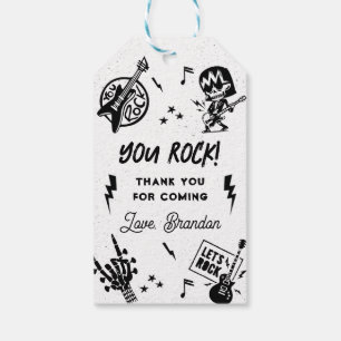 Rock and Roll Black & White Birthday Party Gift Tags