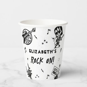 Rock and Roll Black & White Birthday Party Paper Cups