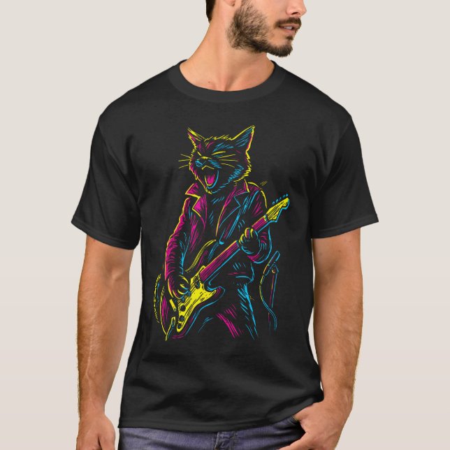Rock And Roll Cat T-Shirt (Front)