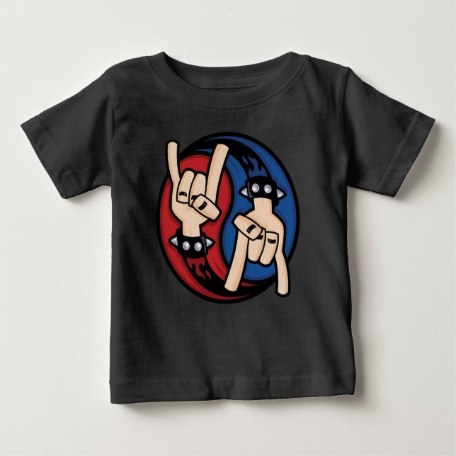 Rock and Roll Devil Horns Yin Yang Baby T-Shirt (Front)