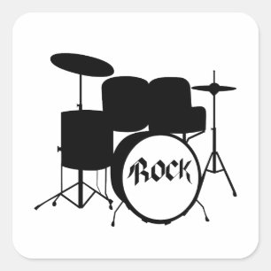 Rock and Roll electric and acoustic Drum Band Square Sticker
