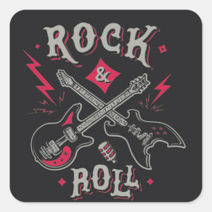 Rock and Roll electric and acoustic guitar  Square Sticker