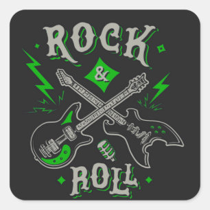 Rock and Roll electric and acoustic guitar Square Sticker