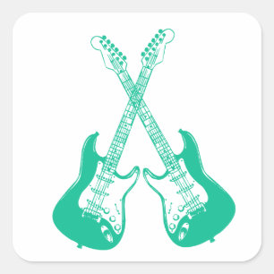 Rock and Roll electric and acoustic guitar Square Sticker