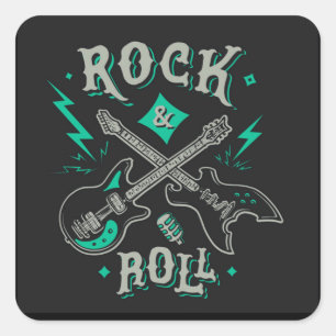 Rock and Roll electric and acoustic guitar  Square Sticker