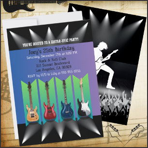 Rock and Roll Electric Guitar Birthday Invitations