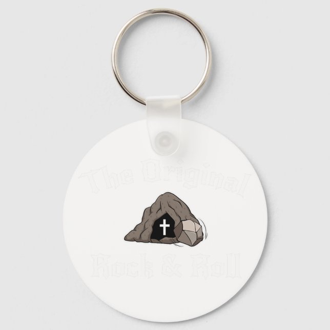 Rock And Roll Funny Easter Tomb Christian Original Key Ring (Front)
