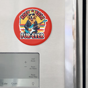Rock and Roll Fur-Ever Golden Retriever Dog  Magnet
