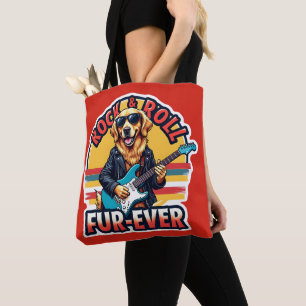 Rock and Roll Fur-Ever Golden Retriever Dog  Tote Bag