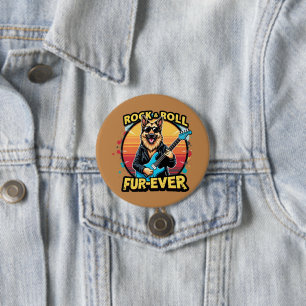 Rock and Roll German Shepherd Retro Sunset Art 7.5 Cm Round Badge