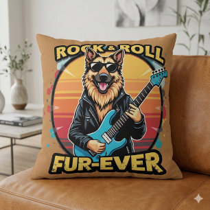 Rock and Roll German Shepherd Retro Sunset Art Cushion