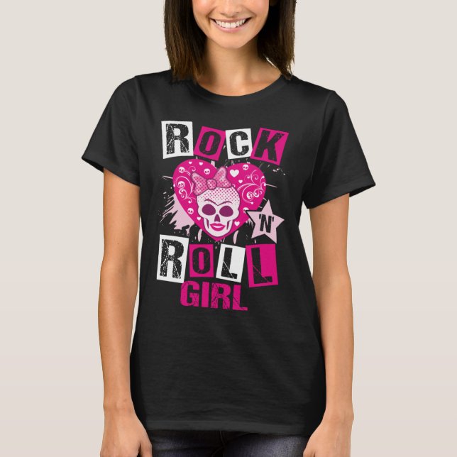 Rock And Roll Girl Music Dancing Concert Festival  T-Shirt (Front)