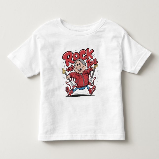 Rock And Roll Groovy Guitarist Rocking Out Toddler T-Shirt (Front)