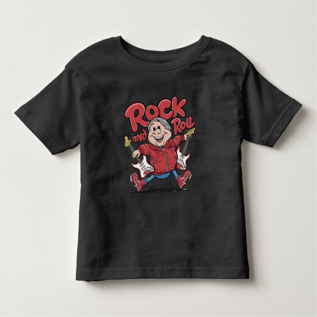 Rock And Roll Groovy Guitarist Rocking Out Toddler T-Shirt (Front)