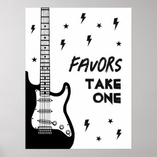 Rock and Roll Guitar Birthday Favours Sign