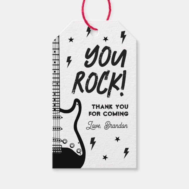 Rock and Roll Guitar Birthday Party Favour Tag (Front)