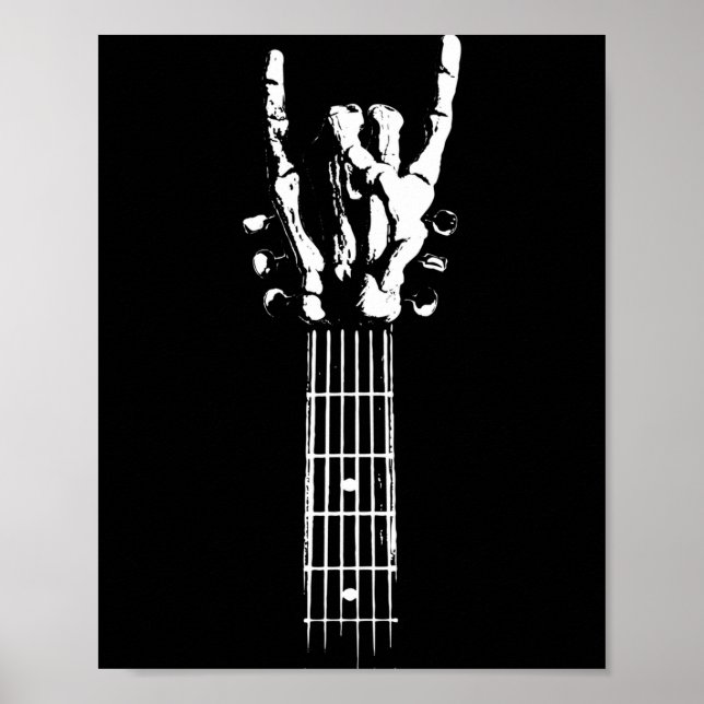 Rock and roll guitar bone skeleton sign vintage (Front)