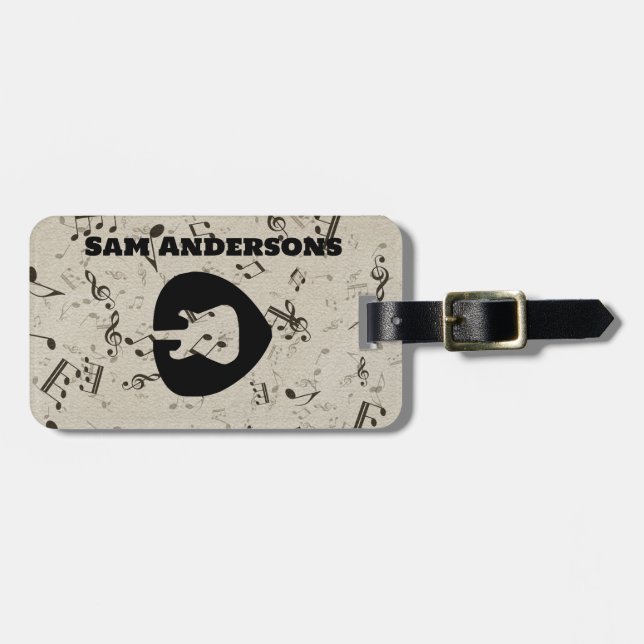 Rock and Roll Guitar Sound Wave Luggage Tag (Front Horizontal)