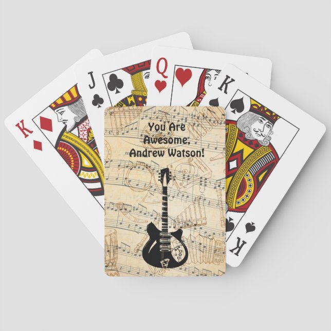 Rock and Roll Guitar Sound Wave Playing Cards (Back)