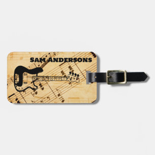 Rock and Roll Guitar Sound Wave Vintag Luggage Tag