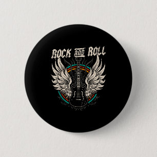 Rock And Roll Guitar Vintage Rock Music  6 Cm Round Badge