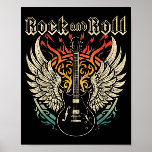 Rock and Roll Guitar Vintage ROCK Music 70s 80s Poster