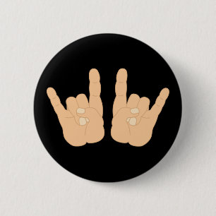 Rock and Roll Hand Sign 6 Cm Round Badge