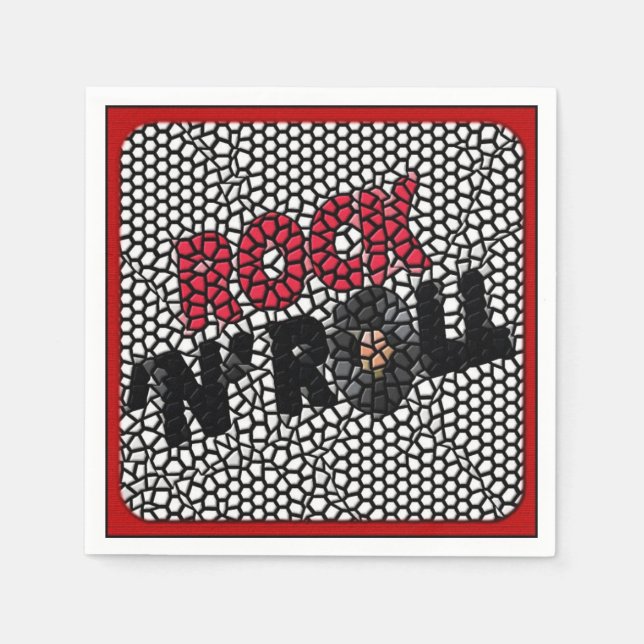 Rock and Roll Mosaic Retro Party Napkins (Front)