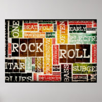 Rock and Roll Music Poster Art as Background