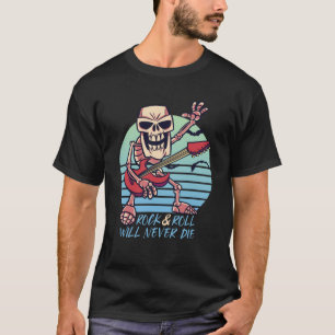 Rock and Roll Never Die Retro Rockstar Halloween T-Shirt