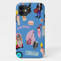 Rock and Roll Oldies Cartoon Happy Fun Pattern