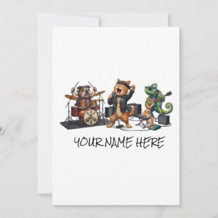 Rock and Roll Pets Band - Funny Animals Concert Invitation