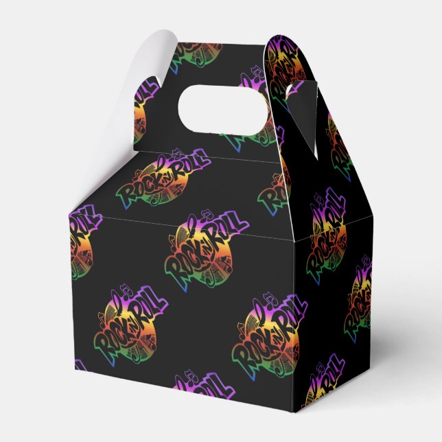 Rock and Roll Rainbow Music Pattern Favour Box (Front Side)