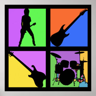 ROCK AND ROLL RETRO SQUARES POSTER