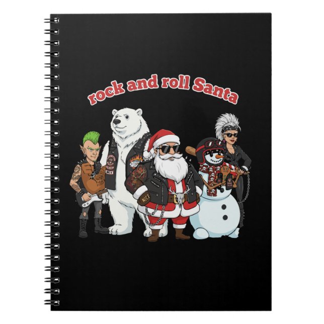 Rock and Roll Santa | Funny Biker Punk Christmas  Notebook (Front)