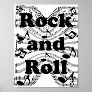 Rock and Roll sheet music notes Art Poster
