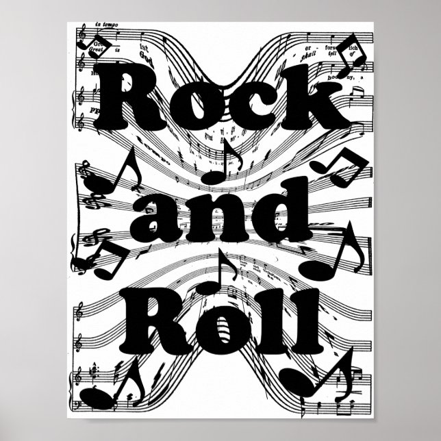 Rock and Roll sheet music notes Art Poster (Front)