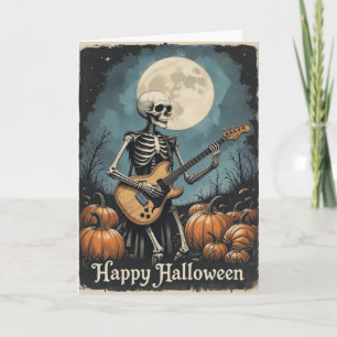 Rock and Roll Skeleton Halloween Music Lovers Card