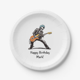 Rock and Roll Skeletons Birthday Party Paper Plate