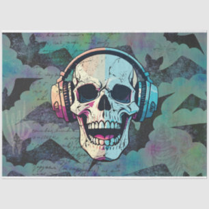 Rock and Roll Skull and Bats Decoupage Paper