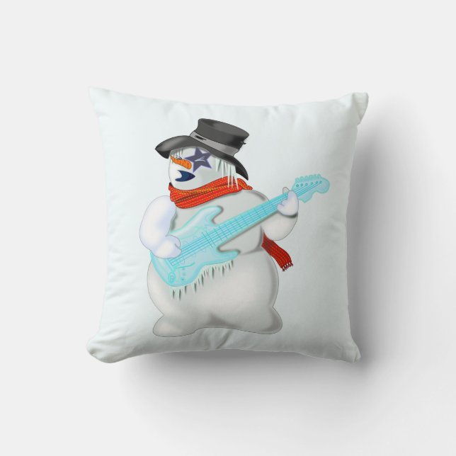 Rock and Roll Snowman Pillow (Front)