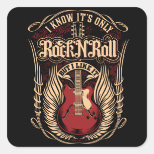 ROCK AND ROLL SQUARE STICKER