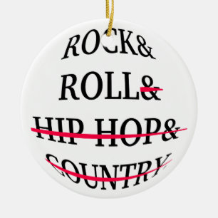 Rock and Roll Text Ceramic Tree Decoration