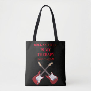 Rock and roll therapy design tote bag
