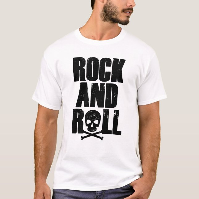 Rock and Roll typography with skull T-Shirt (Front)