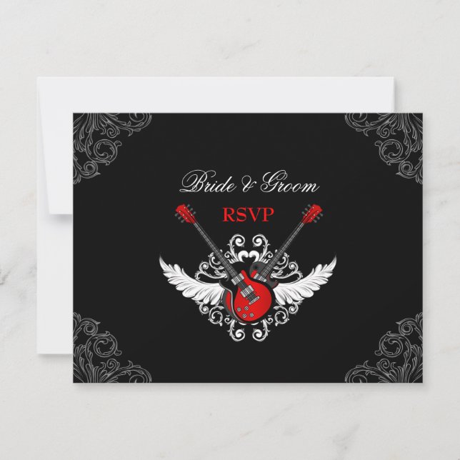 Rock and Roll Wedding RSVP card (Front)